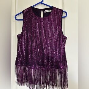 Grace Karin Purple Sequin Fringe Top